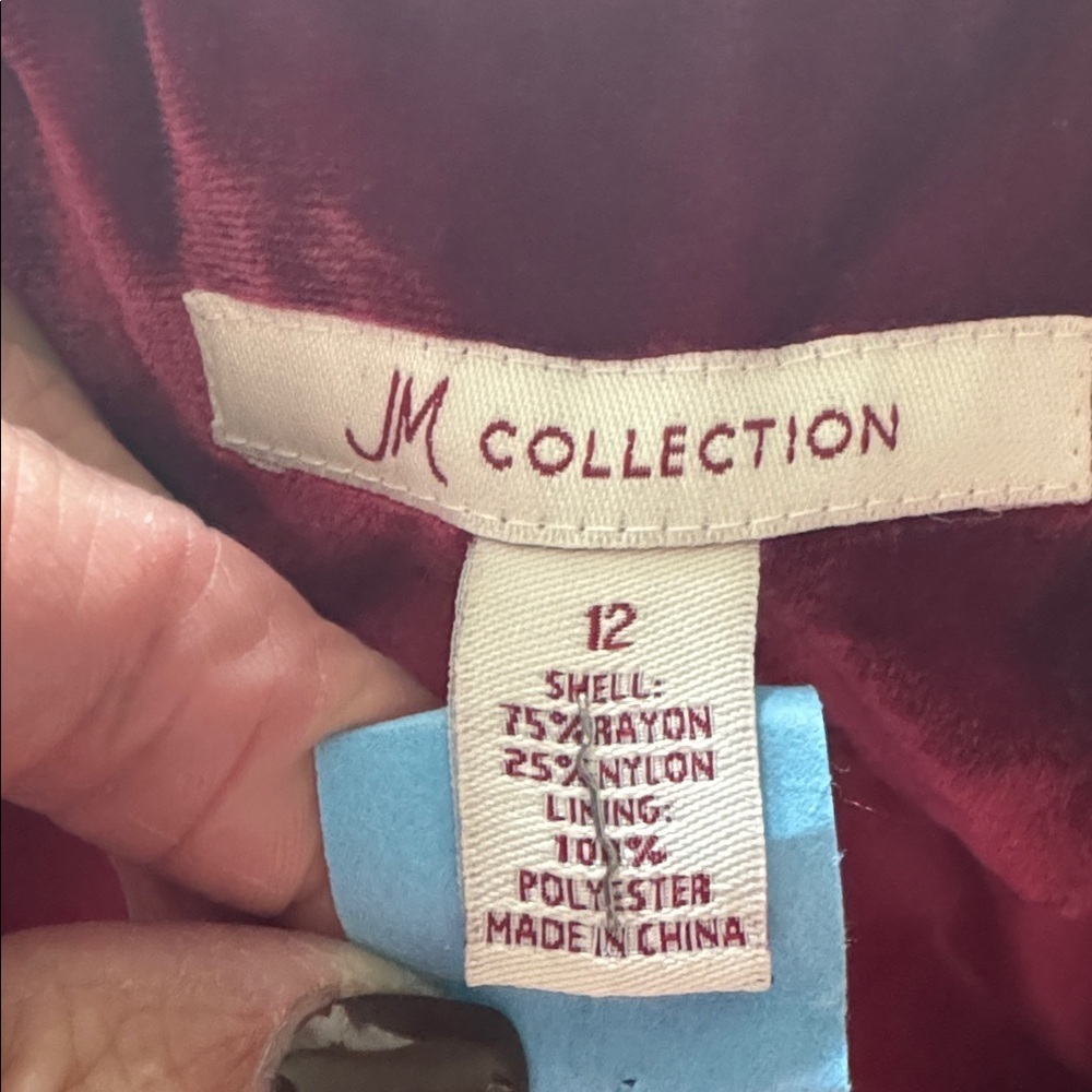 Vintage JM Collection Red Berry Velvet Velour  Fitted Blazer Jacket Womens 12 - Picture 6 of 8